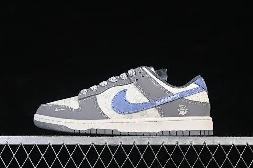 All categories Nk SB Dunk Series Nk SB Dunk Low High-end customized low-top sneakers Nike SB Dunk Low Burberry co-branded gray and blue stitching Anniversary high-end customized low-top casual sneakers JP1628-035